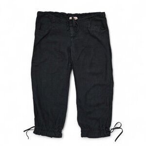 Juicy Couture 100% Linen Baggy Capri Pants Women's Faded Black Loungewear M